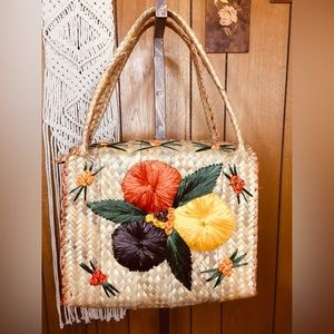 Floral Straw Bag